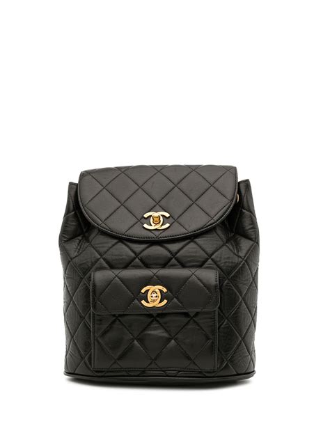 chanel black quilted backpack|pre owned Chanel backpack.